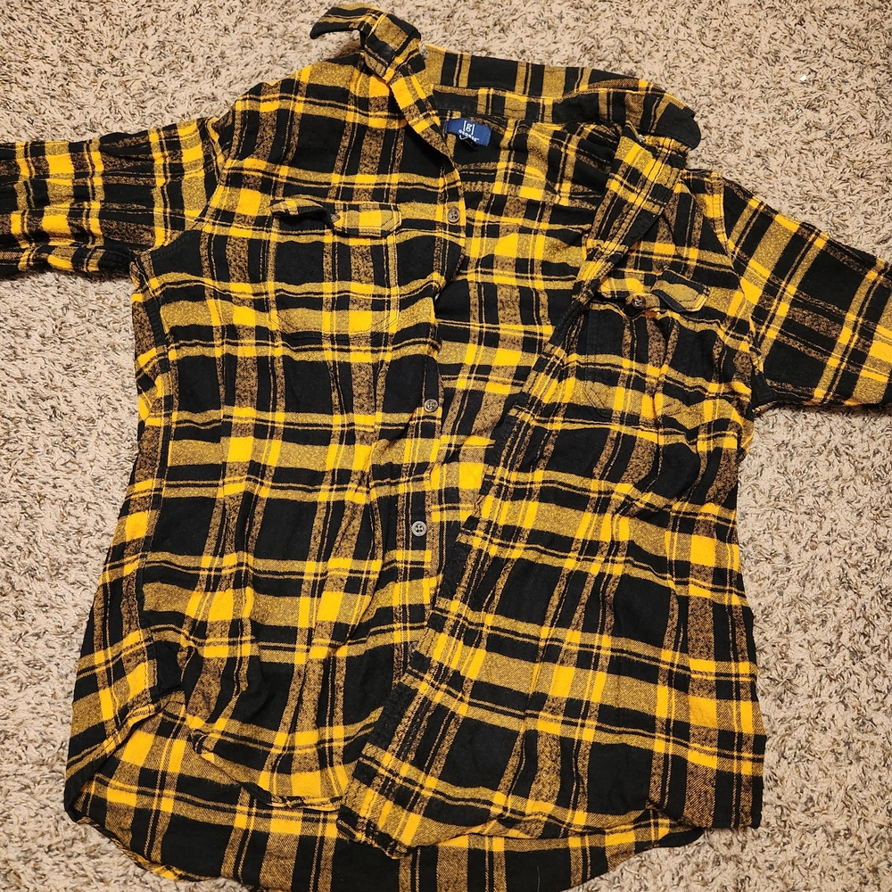 George Women's Yellow and Black Checkered Shirt
